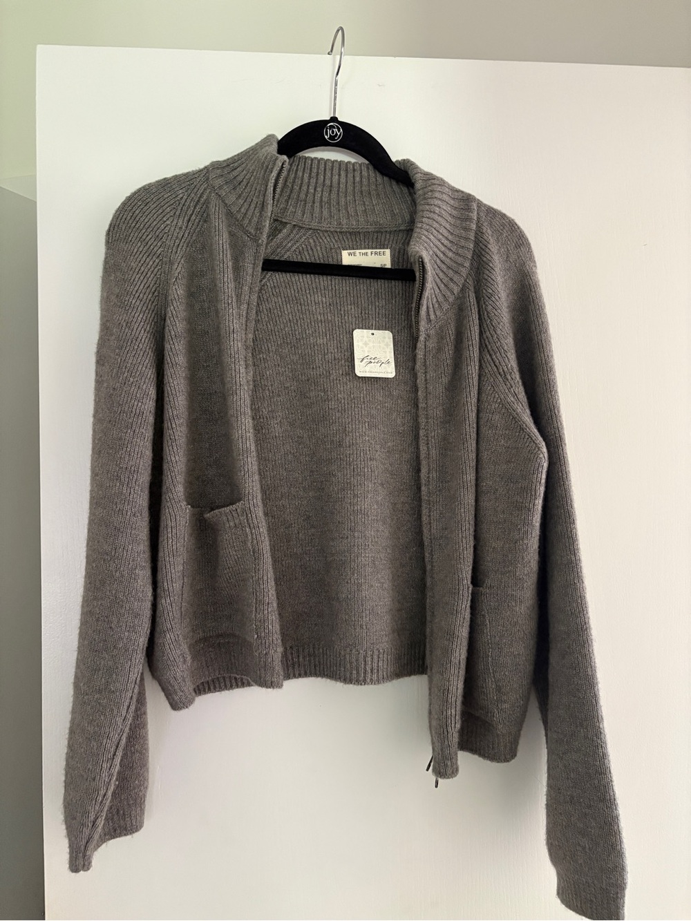 We The Free - On It Zip-Front Cardigan - Grey - Small